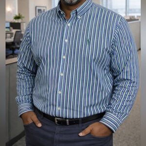 Ralph Lauren Men's Striped Shirt in Blue and Green